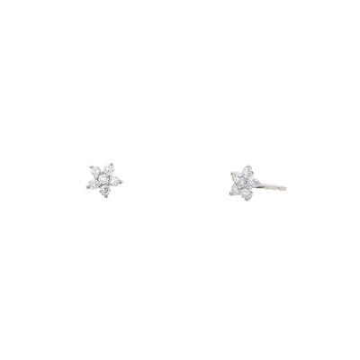 6 Diamond Star Stud Earrings in 14K White Gold