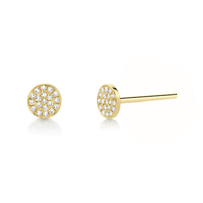 Pave Diamond Circle Earring in 14K Yellow Gold