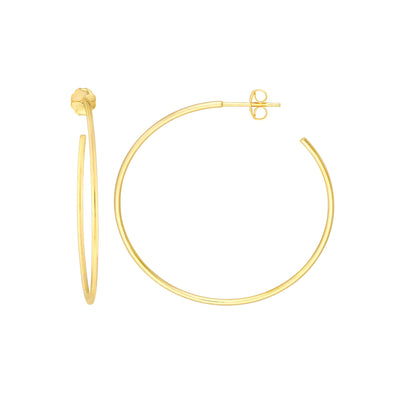 14K Yellow Gold Hoop Post Earrings