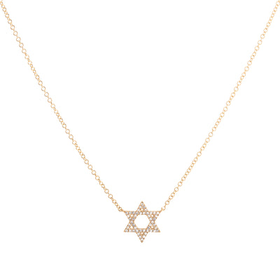 Diamond Star of David Pendant Necklace in 14K Yellow Gold