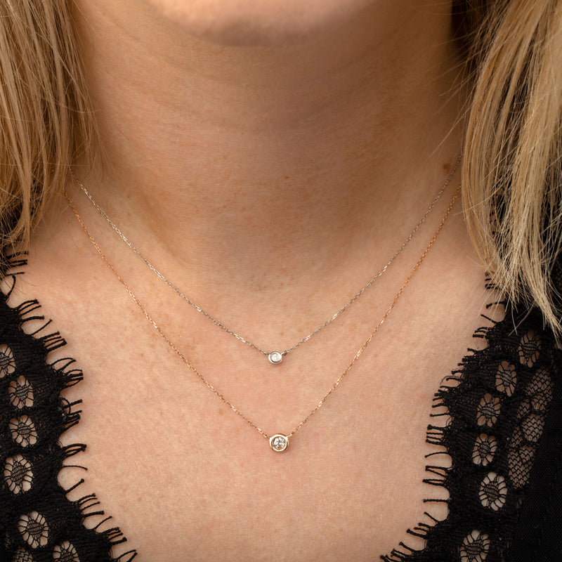Bloomingdale's Diamond Bezel Set Pendant Necklace in 14K Rose Gold, 0.40  ct. t.w. - 100% Exclusive | Bloomingdale's