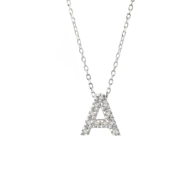 14K White Gold Diamond Initial 'A' Necklace
