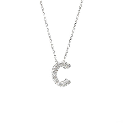 14K White Gold Diamond Initial 'C' Necklace