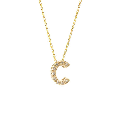 14K Yellow Gold Diamond Initial 'C' Necklace