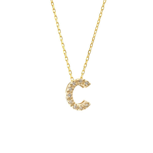 14K Yellow Gold Diamond Initial 'C' Necklace