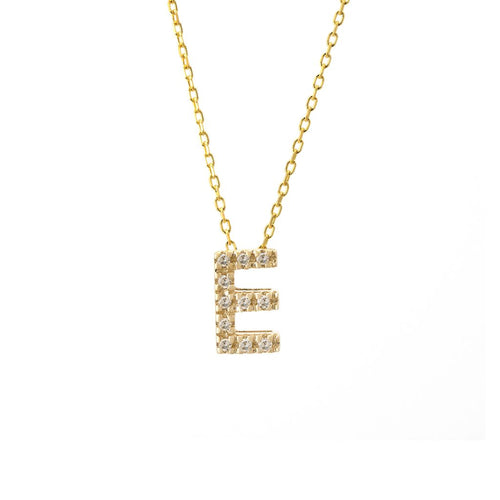 14K Yellow Gold Diamond Initial 'E' Necklace