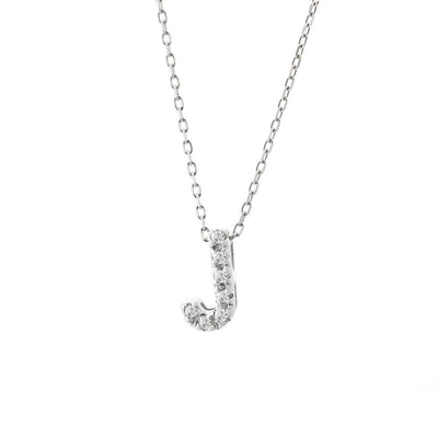 14K White Gold Diamond Initial 'J' Necklace