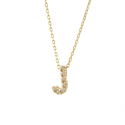 14K Yellow Gold Initial J Diamond Necklace