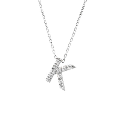 14K White Gold Diamond Initial 'K' Necklace