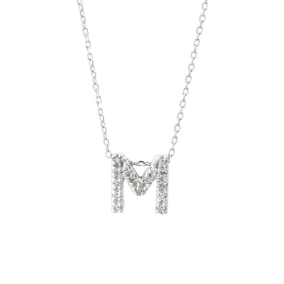 14K white Gold Diamond Initial 'M' Necklace