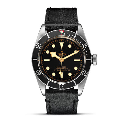 41mm Black Bay Steel Black Dial with Pink Index and Aged Black Leather Strap Watch by Tudor | M79230N-0008
