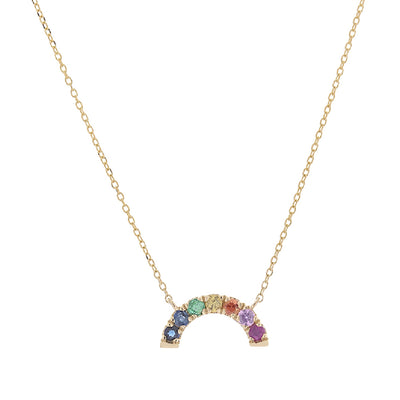 Multi-Colored Round-Cut Rainbow Gemstone Necklace