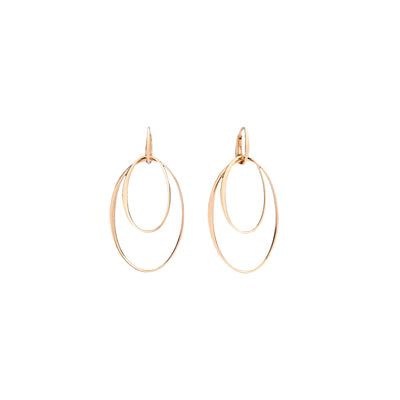 Concentric Oval Double Drop Earrings in 18K Rose Gold