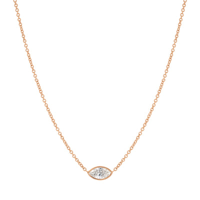 Marquise-Cut Diamond Necklace in 14K Rose Gold, 17 Inches