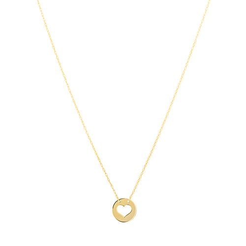 So You Cutout Heart Mini Disc Adjustable Necklace in 14k Yellow Gold