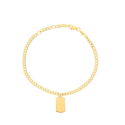 14K Yellow Gold Dog Tag Bracelet