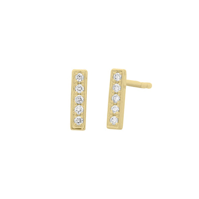 Round Diamond Bar Earrings in 14K Yellow Gold