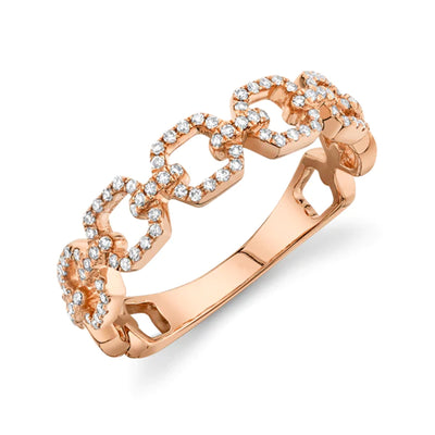 Diamond Link Ring in 14K Rose Gold