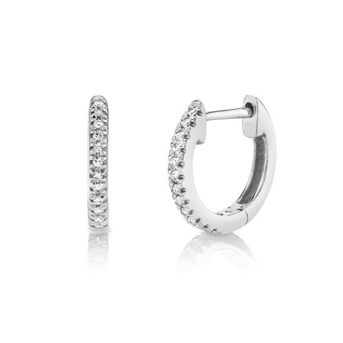 Diamond Huggie Hoop Earrings in 14K White Gold, 0.07cttw