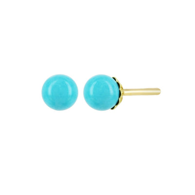Yvonne Leon Turquoise Single Stud Earring in 18K Yellow Gold