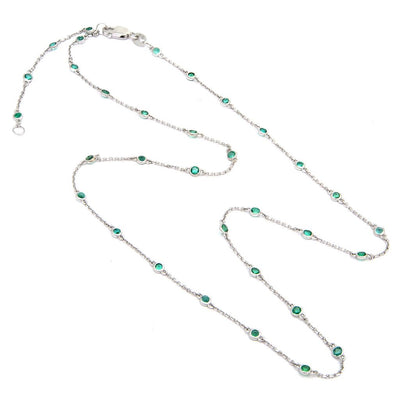 14K White Gold Emerald Necklace