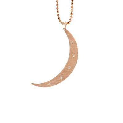 "Mobi" Diamond Moon Pendant in 14K Rose Gold
