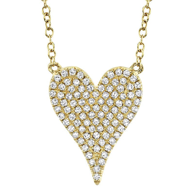 18" Diamond Heart Necklace in 14K Yellow Gold