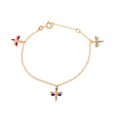 Children's 18K Yellow Gold Enamel Dragonfly Bracelet