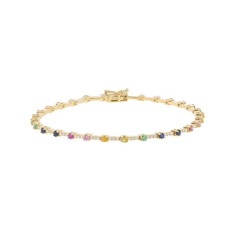 14K Yellow Gold Diamond Halo + Blue Sapphire Bracelet – Maurice's Jewelers
