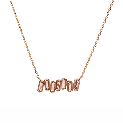 Baguette-Cut Morganite  Necklace in 14K Rose Gold