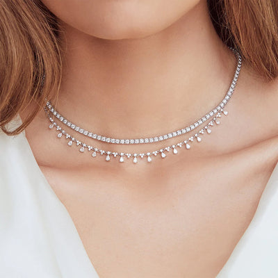 129 Round Diamond Eternity Necklace in 14K White Gold