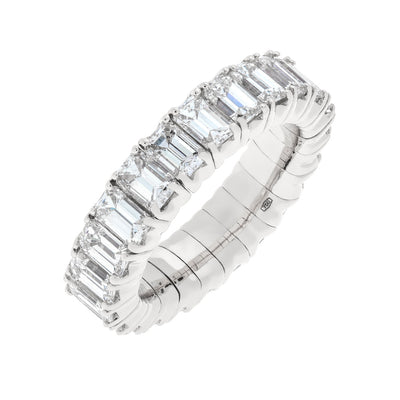 Emerald-Cut Diamond Eternity Band in 18K White Gold, 5.75cttw