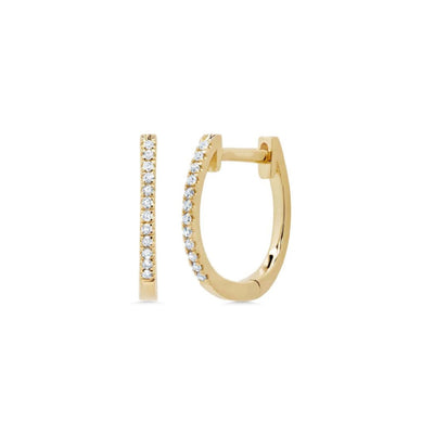 Diamond Oval Huggie Earrings in 14K Yellow Gold