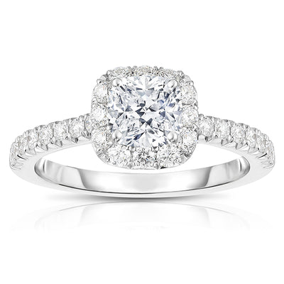 14K WHITE GOLD AND DIAMOND HALO ENGAGEMENT RING
