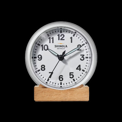 6" Runwell Chrome Desk Clock with White Face