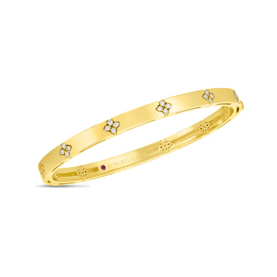 Love In Verona Flower Bangle with Diamond in 18K Yellow Gold
