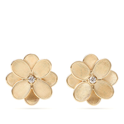 Marco Bicego 2 Round Diamond 18K Yellow Gold Flower Earring