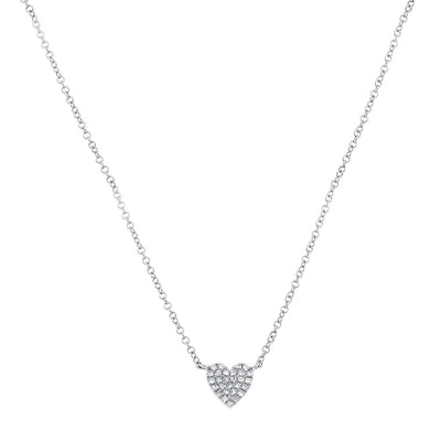14K White Gold Diamond Heart Necklace
