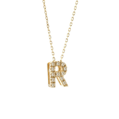 "R" Initial Diamond 18IN Necklace in 14K Yellow Gold