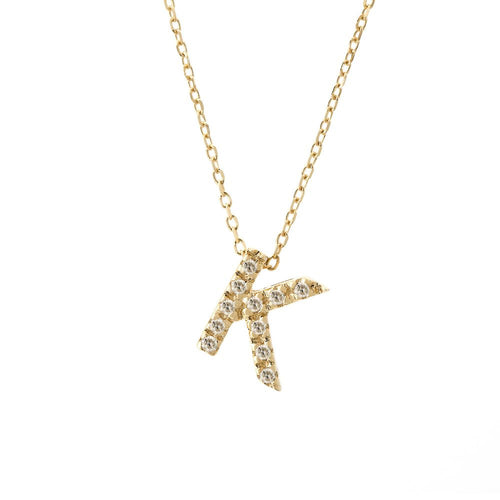 14K Yellow Gold Diamond Initial 'K' Necklace