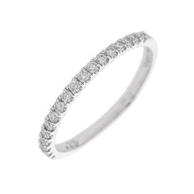 Thin Pavé Diamond Band in 14K White Gold, 0.23cttw