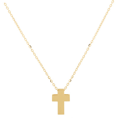 Smooth Cross Pendant Necklace in 14K Yellow Gold