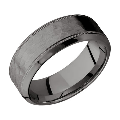 Men's Hammered Tantalum Milgrain Band