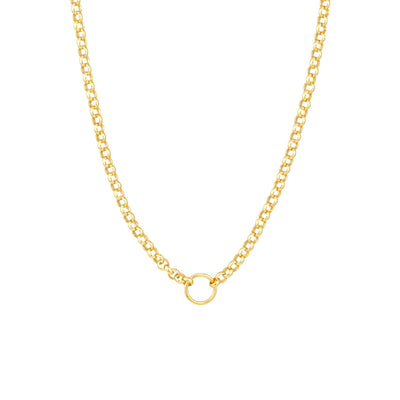 Rolo Chain Necklace with O-Ring for Charms in 14K Yellow Gold