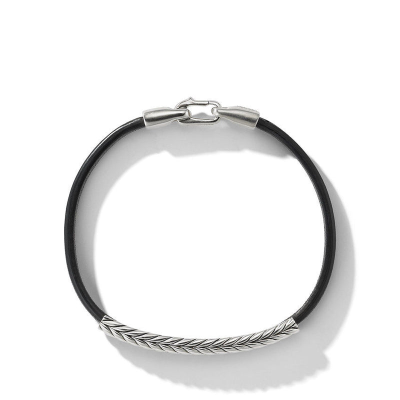 CHEVRON BLACK LEATHER ID BRACELET - Main Image