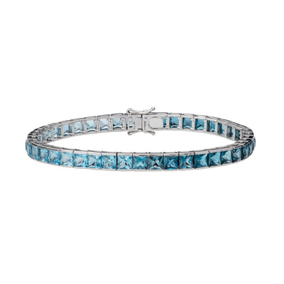 14K White Gold Blue Topaz Eternity Bracelet