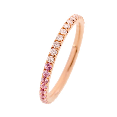 Pink Sapphire and Diamond Eternity Ring in 18K Rose Gold