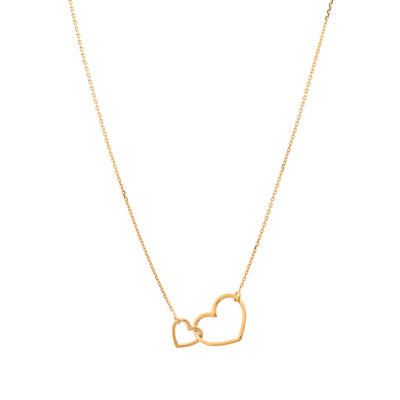 18" Interlocking Hearts Kids Necklace in 14K Yellow Gold