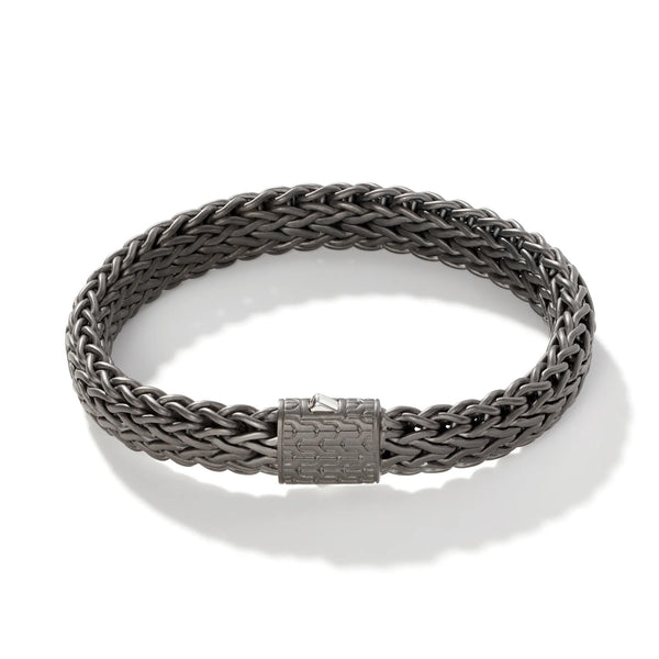 Sterling Silver and Black Rhodium Classic Chain Bracelet