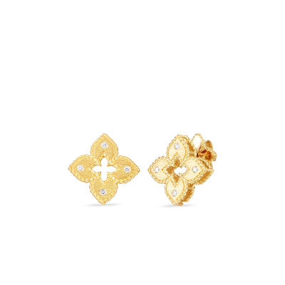 Petite Venetian Princess Extra Small Satin & Diamond Stud Earrings in 18K Yellow Gold
